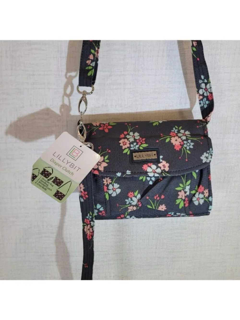 NWT LillyBit Floral Diaper Bag Organizer Crossbody Wristlet Clutch Baby Bag - Picture 2 of 6